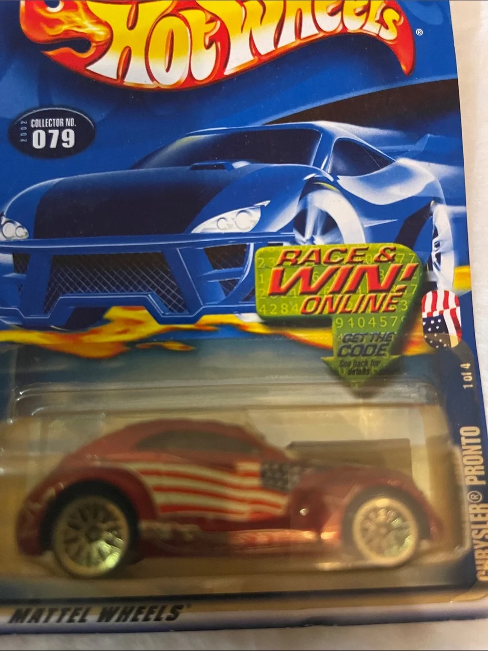 Hot Wheels Chrysler Pronto Kids Toy Car - Red with American Flag Detail - Picture 6 of 6